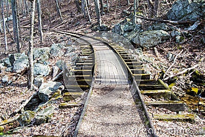Old Reconstructed Logging Railroad, Blue Ridge Parkway â€“ MP 34.4 Stock Photo